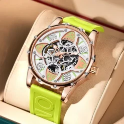 ONOLA Men's Watch Luxury Fashion High-quality Hollow Full-automatic Mechanical Watches Men Waterproof Silicon Tape Wristwatch