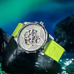 ONOLA Men's Watch Luxury Fashion High-quality Hollow Full-automatic Mechanical Watches Men Waterproof Silicon Tape Wristwatch