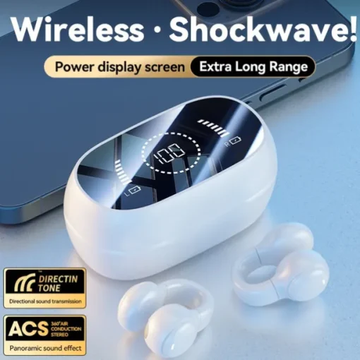 Open Ear Earbuds Wireless Bluetooth Earless Bone Conducting Headphones Wireless Bluetooth Headset Noise Cancelling Bone Earphones Waterproof Air Bone Conduction Headphone Not in Ear Open Ear Buds