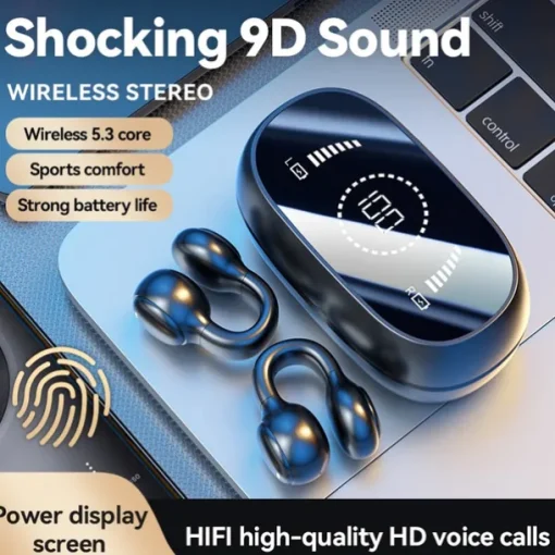 Open Ear Earbuds Wireless Bluetooth Earless Bone Conducting Headphones Wireless Bluetooth Headset Noise Cancelling Bone Earphones Waterproof Air Bone Conduction Headphone Not in Ear Open Ear Buds