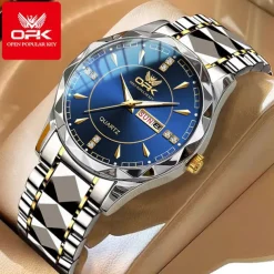 OPK Luxury Brand Watch Stainless Steel Business Double Calendar Waterproof Men's Watch Multi functional Night Light Watch
