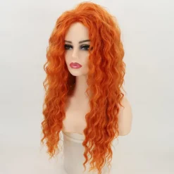 Orange Wig Long Curly Wigs for Women Heat Synthetic Wave Curly Wig Deep Curly Wigs for Daily Party Costume Wig For Carnival