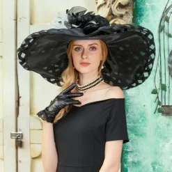 Organza Kentucky Hat / Fascinators / Hats with Flower 1pc Wedding / Special Occasion / Casual Headpiece dress to impress Race Day Dress