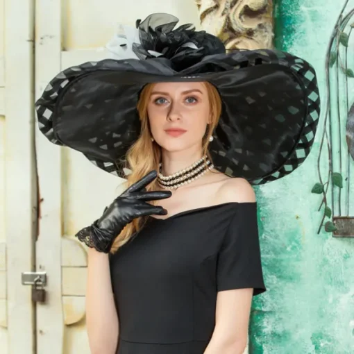 Organza Kentucky Hat / Fascinators / Hats with Flower 1pc Wedding / Special Occasion / Casual Headpiece dress to impress Race Day Dress