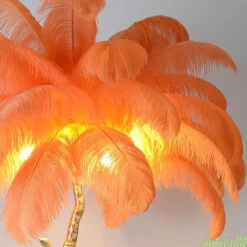 Ostrich Feather Bedside Lamp Modern Table Lamp for Living Room Bedroom Bar Restaurant Warm White/White 110-240V