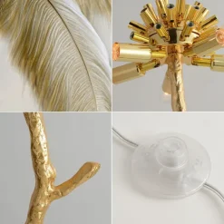 Ostrich Feather Bedside Lamp Modern Table Lamp for Living Room Bedroom Bar Restaurant Warm White/White 110-240V