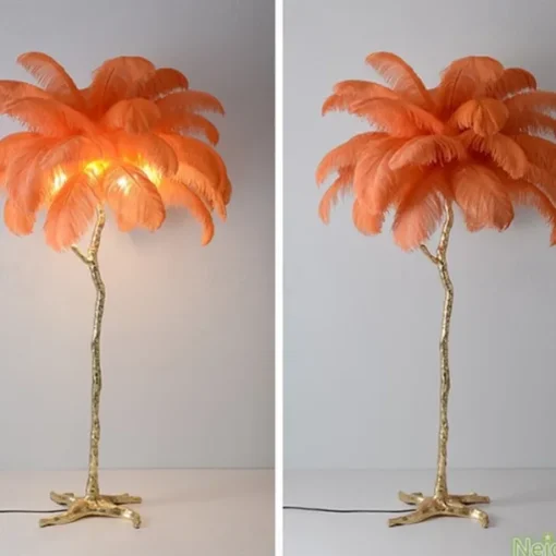 Ostrich Feather Bedside Lamp Modern Table Lamp for Living Room Bedroom Bar Restaurant Warm White/White 110-240V