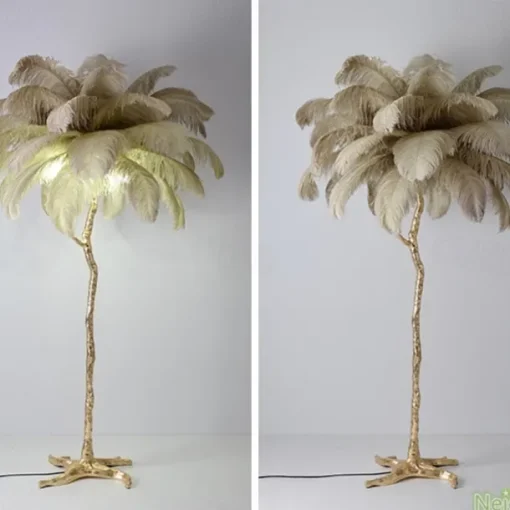 Ostrich Feather Bedside Lamp Modern Table Lamp for Living Room Bedroom Bar Restaurant Warm White/White 110-240V