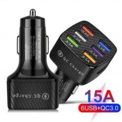OTOLAMPARA 6USB Charger Cigarette Lighter Socket QC3.0Charger In Car Adapter Accesso For Iphone14 Pro Max Car For Samsung Huawei Xiaomi Redmi Car Charger QC3.0