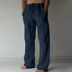 OUKU Men's Trousers Summer Pants Baggy Pants Beach Pants Casual Pants Drawstring Front Pocket Straight Leg Plain Comfort Soft Full Length Yoga Holiday Beach Fashion Hawaiian Black White