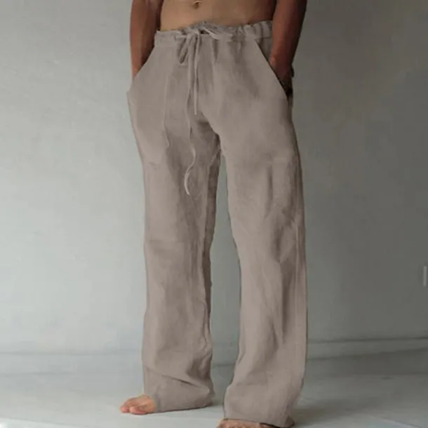 OUKU Men's Trousers Summer Pants Baggy Pants Beach Pants Casual Pants Drawstring Front Pocket Straight Leg Plain Comfort Soft Full Length Yoga Holiday Beach Fashion Hawaiian Black White