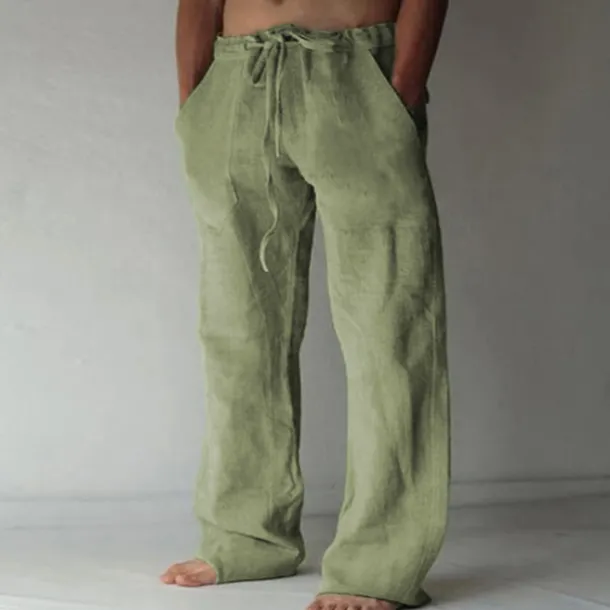 OUKU Men's Trousers Summer Pants Baggy Pants Beach Pants Casual Pants Drawstring Front Pocket Straight Leg Plain Comfort Soft Full Length Yoga Holiday Beach Fashion Hawaiian Black White