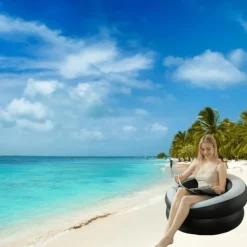 Outdoor Camping Round Inflatable Sofa Durable Plastic Portable Foldable, Comfortable, Easy to Store, Hand Wash Only Outdoor, Home, Gaming Perfect for Home, Outdoor, Gaming