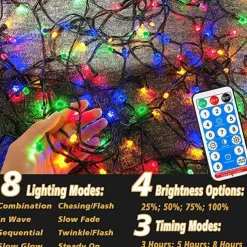 Outdoor Fairy String Lights Solar 30m-300LEDs 50m-500LEDs Waterproof Remote Control Tree Lights Christmas Wedding Party Holiday Garden Street Tree House Decoration