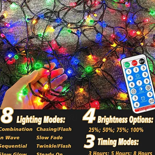 Outdoor Fairy String Lights Solar 30m-300LEDs 50m-500LEDs Waterproof Remote Control Tree Lights Christmas Wedding Party Holiday Garden Street Tree House Decoration