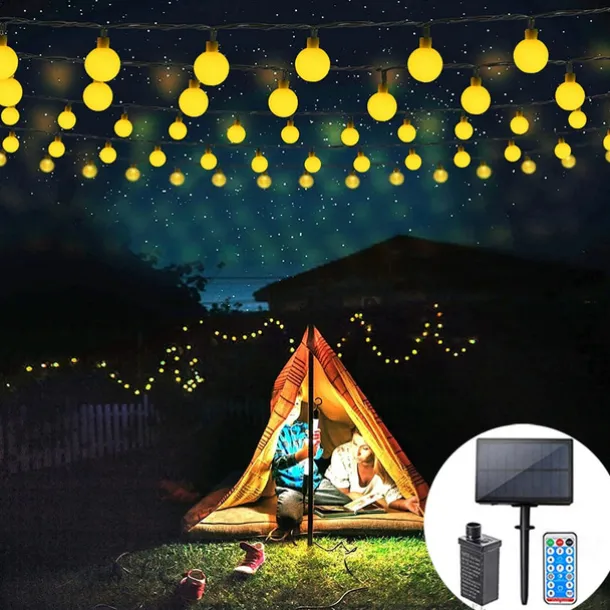 Outdoor Globe String Lights Solar/Plug in Remote Control 10M 20M 30M 40M 50M Party Holiday String Lights Creative String Lights Holiday 1set