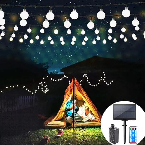 Outdoor Globe String Lights Solar/Plug in Remote Control 10M 20M 30M 40M 50M Party Holiday String Lights Creative String Lights Holiday 1set