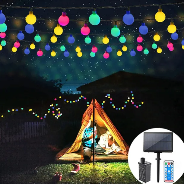 Outdoor Globe String Lights Solar/Plug in Remote Control 10M 20M 30M 40M 50M Party Holiday String Lights Creative String Lights Holiday 1set