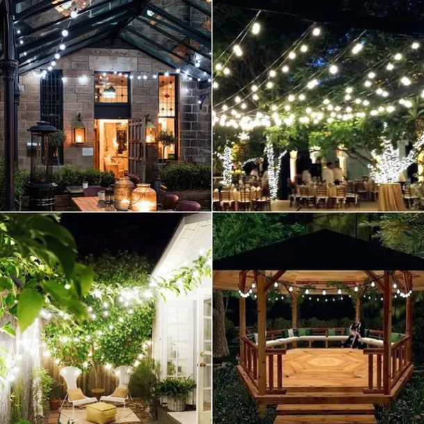 Outdoor Globe String Lights Solar/Plug in Remote Control 10M 20M 30M 40M 50M Party Holiday String Lights Creative String Lights Holiday 1set