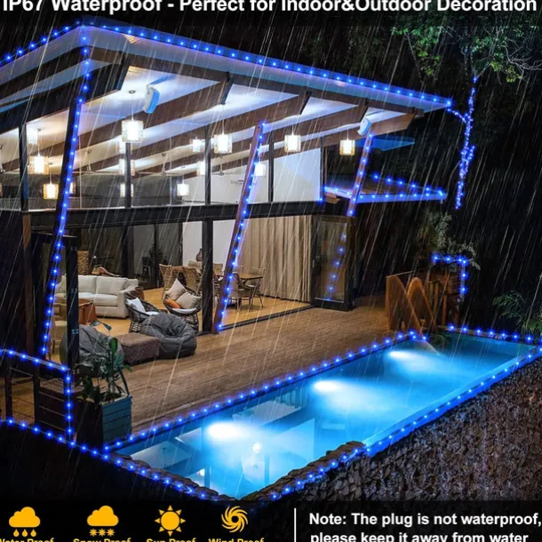 Outdoor IP65 Waterproof LED Strips Lights 328ft 100m Flexiable Christmas String Lights 1000 LEDs Multicolor Creative String Lights for Patio Lawn Garden Holiday Lights Party Holiday Wedding 29V