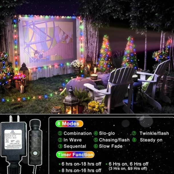 Outdoor IP67 Waterproof LED Strips Lights 328ft 100m Flexiable Christmas String Lights 1000 LEDs Multicolor Creative String Lights for Patio Lawn Garden Holiday Lights Party Holiday Wedding 29V