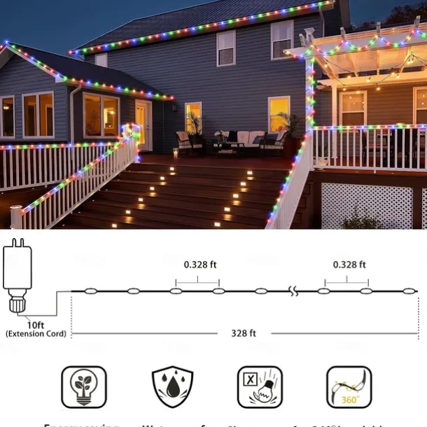Outdoor IP67 Waterproof LED Strips Lights 328ft 100m Flexiable Christmas String Lights 1000 LEDs Multicolor Creative String Lights for Patio Lawn Garden Holiday Lights Party Holiday Wedding 29V