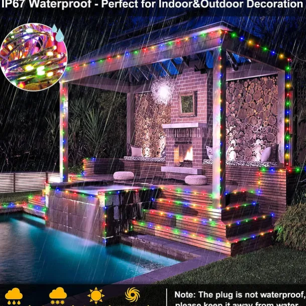Outdoor IP67 Waterproof LED Strips Lights 328ft 100m Flexiable Christmas String Lights 1000 LEDs Multicolor Creative String Lights for Patio Lawn Garden Holiday Lights Party Holiday Wedding 29V