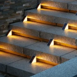 Outdoor IP67 Waterproof Solar Step Light Outdoor Stair Lights LED Lens Design Super Bright Anti-theft Stair Light Decor Lighting For Garden Deck Garden Lamp Landscape Lights 1X 2X