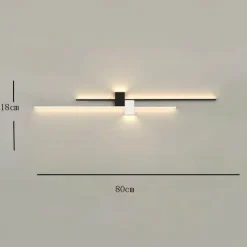 Outdoor LED Wall Lamp Curved Design Waterproof 80cm Modern Indoor Double-Head Wall Light Up Down Lighting for Bedroom Warm Light 1PCS