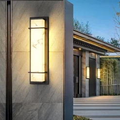 Outdoor LED Wall Lamp Line Design Waterproof Lighting Indoor Marble Wall Light Modern Bedroom Warm White Light 1PCS