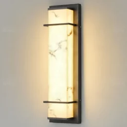 Outdoor LED Wall Lamp Line Design Waterproof Lighting Indoor Marble Wall Light Modern Bedroom Warm White Light 1PCS