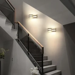 Outdoor LED Wall Lamp Waterproof 10W Up and Down Lighting Indoor Double-Head Curved Wall Light Modern Bedroom Warm White Light