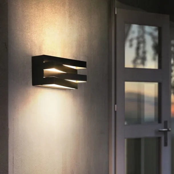 Outdoor LED Wall Lamp Waterproof 10W Up and Down Lighting Indoor Double-Head Curved Wall Light Modern Bedroom Warm White Light