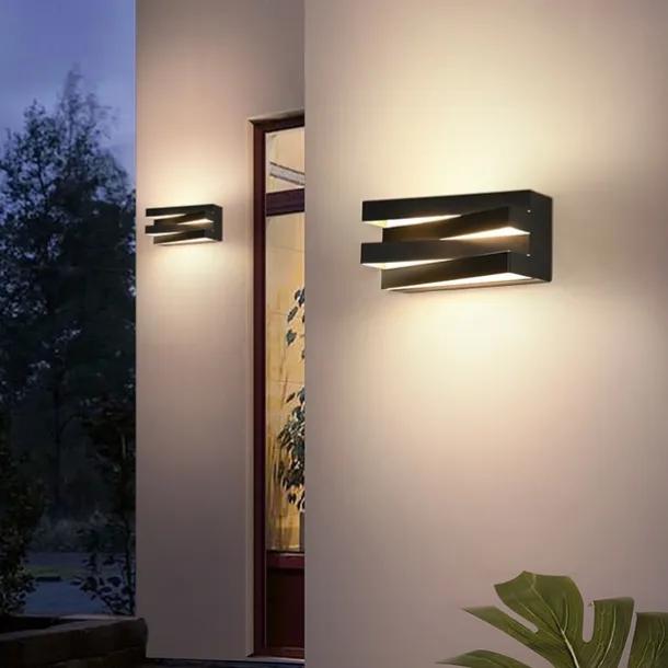 Outdoor LED Wall Lamp Waterproof 10W Up and Down Lighting Indoor Double-Head Curved Wall Light Modern Bedroom Warm White Light