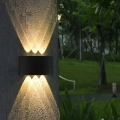 Outdoor LED Wall Lamp Waterproof 6W Up and Down Lighting Indoor Double-Head Curved Wall Light Modern Bedroom Warm White Light