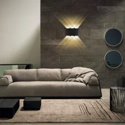 Outdoor LED Wall Lamp Waterproof 6W Up and Down Lighting Indoor Double-Head Curved Wall Light Modern Bedroom Warm White Light