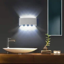 Outdoor LED Wall Lamp Waterproof 6W Up and Down Lighting Indoor Double-Head Curved Wall Light Modern Bedroom Warm White Light