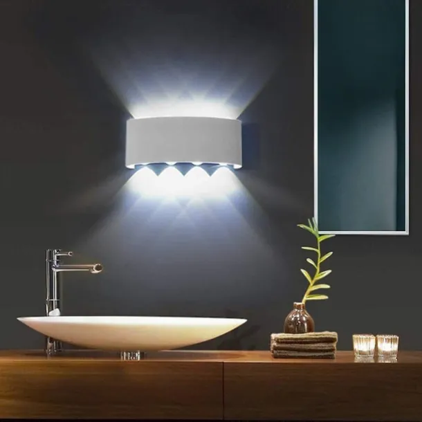 Outdoor LED Wall Lamp Waterproof 6W Up and Down Lighting Indoor Double-Head Curved Wall Light Modern Bedroom Warm White Light