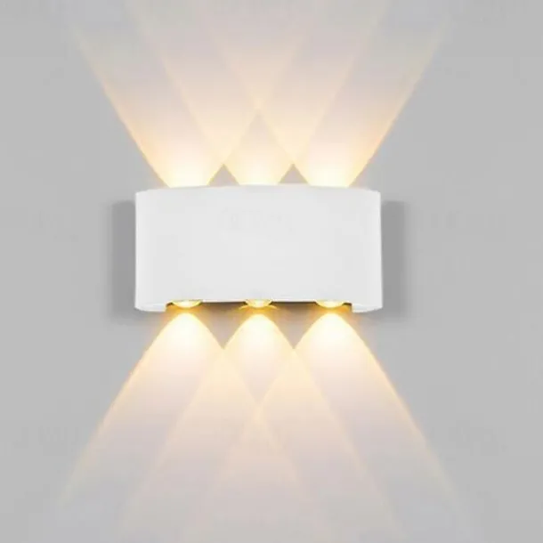 Outdoor LED Wall Lamp Waterproof 6W Up and Down Lighting Indoor Double-Head Curved Wall Light Modern Bedroom Warm White Light