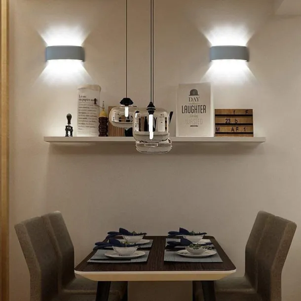 Outdoor LED Wall Lamp Waterproof 6W Up and Down Lighting Indoor Double-Head Curved Wall Light Modern Bedroom Warm White Light