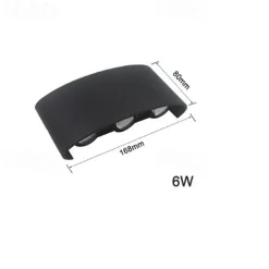 Outdoor LED Wall Lamp Waterproof 6W Up and Down Lighting Indoor Double-Head Curved Wall Light Modern Bedroom Warm White Light