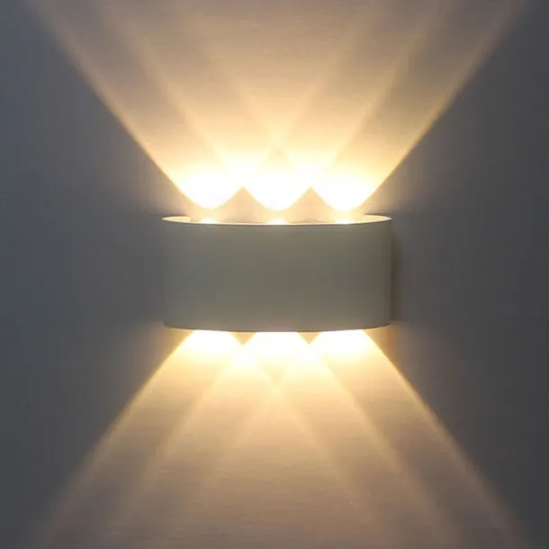 Outdoor LED Wall Lamp Waterproof 6W Up and Down Lighting Indoor Double-Head Curved Wall Light Modern Bedroom Warm White Light