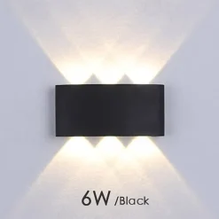 Outdoor LED Wall Lamp Waterproof 6W Up and Down Lighting Indoor Double-Head Curved Wall Light Modern Bedroom Warm White Light