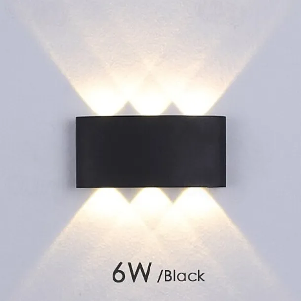 Outdoor LED Wall Lamp Waterproof 6W Up and Down Lighting Indoor Double-Head Curved Wall Light Modern Bedroom Warm White Light