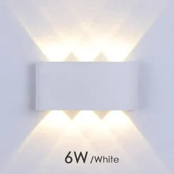 Outdoor LED Wall Lamp Waterproof 6W Up and Down Lighting Indoor Double-Head Curved Wall Light Modern Bedroom Warm White Light