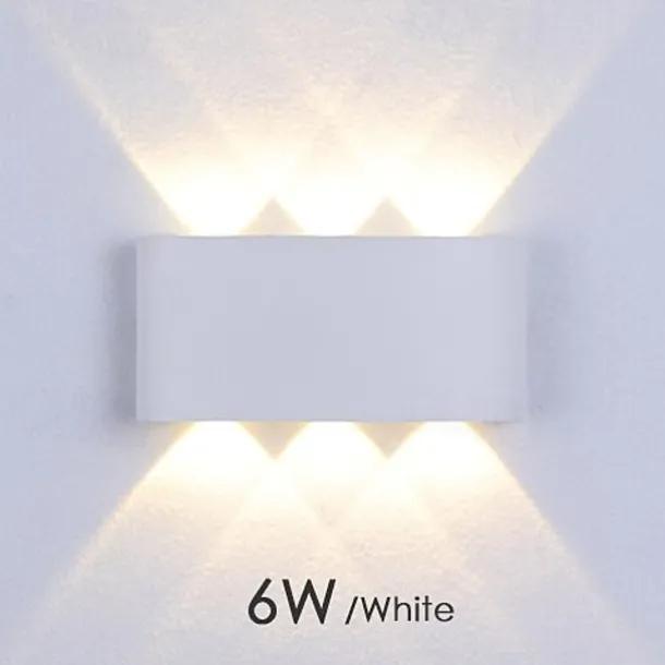 Outdoor LED Wall Lamp Waterproof 6W Up and Down Lighting Indoor Double-Head Curved Wall Light Modern Bedroom Warm White Light