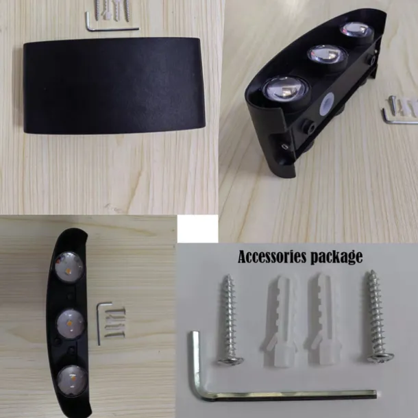 Outdoor LED Wall Lamp Waterproof 6W Up and Down Lighting Indoor Double-Head Curved Wall Light Modern Bedroom Warm White Light