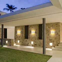 Outdoor LED Wall Lamp Waterproof 6W Up and Down Lighting Indoor Double-Head Curved Wall Light Modern Bedroom Warm White Light