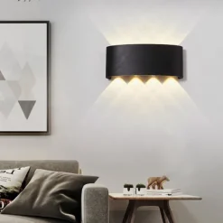 Outdoor LED Wall Lamp Waterproof 6W Up and Down Lighting Indoor Double-Head Curved Wall Light Modern Bedroom Warm White Light