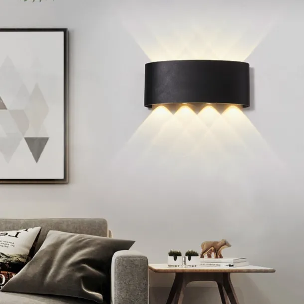 Outdoor LED Wall Lamp Waterproof 6W Up and Down Lighting Indoor Double-Head Curved Wall Light Modern Bedroom Warm White Light